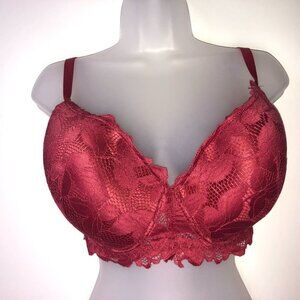 Adrienne Vittadini Studio‎ Red Lacy Bra 38DD